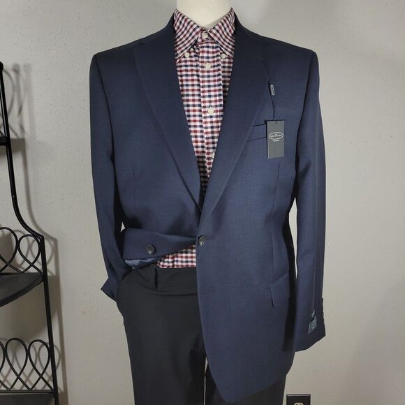 Pronto Uomo Platinum Men's Sport Coat Suit Jacket Two Button Navy Wool 42R NEW - Picture 2 of 14
